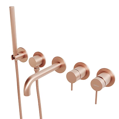 Rose Gold Bathroom Switch Panel With Modern Faucet Knobs And Handles Design 3d model