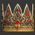 Ornate Golden Crown Adorned With Red Gemstones For Home Decoration