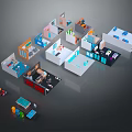 Colorful Multiple Room Interior Design Models With Various Furniture And Layout Elements