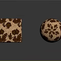 Textured Cube And Sphere With Brown Spots On Light Brown Surface