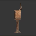Rustic Wooden Mailboxes On Pedestal Stands With Collection Number 1 Signs