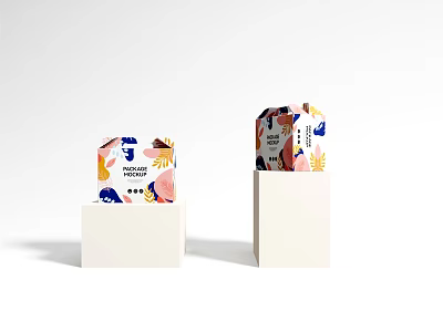 Modern Home Decorative Ornament Set With Colorful Art Patterns On White Display Stand 3d model