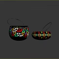Handwoven Decorative Household Baskets With Colorful Geometric Patterns And Handles