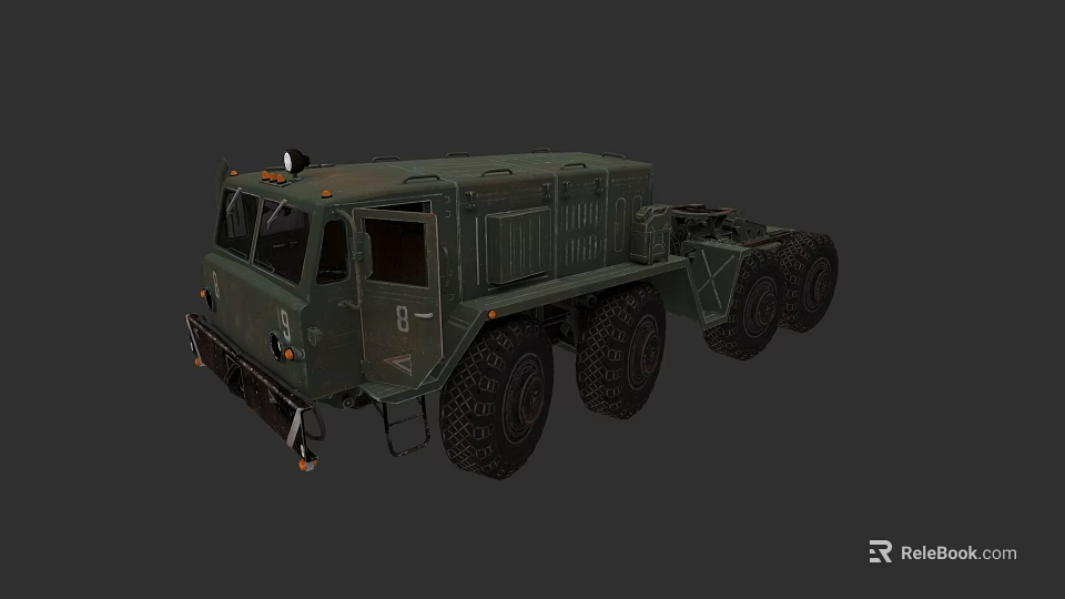 Green Heavy Duty 8 Wheel Utility Vehicle For Military Cargo Transport 3d model 