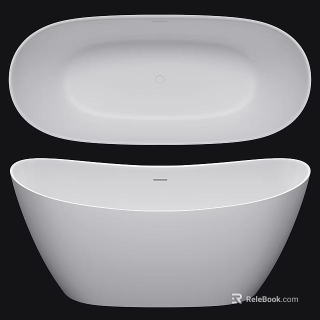 Modern White Freestanding Bathtub With Oval Shape And Sleek Surface Design 3d model 