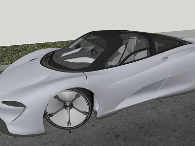 Silver Sports Car With Sleek Design Black Roof And Unique Wheel In Outdoor Setting 3d model
