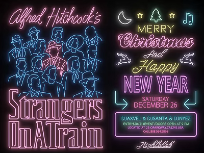 Neon Decorative Lights With Christmas New Year Themes And Movie Inspired Artwork 3d model