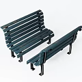 Dark Green Wooden Outdoor Chairs With Two Seats And Metal Frames