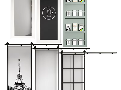 Modern Interior Barn Door Designs With Sliding Hardware And Wooden Panels 3d model