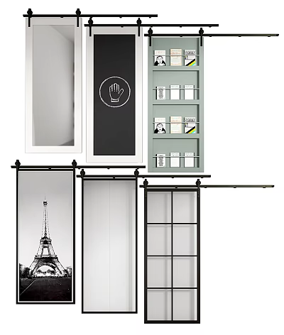 Modern Interior Barn Door Designs With Sliding Hardware And Wooden Panels 3d model Modern Interior Barn Door Designs With Sliding Hardware And Wooden Panels 3d model