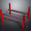 Red Two Post Car Lift With Parallel Platforms And Support Structures 3d model