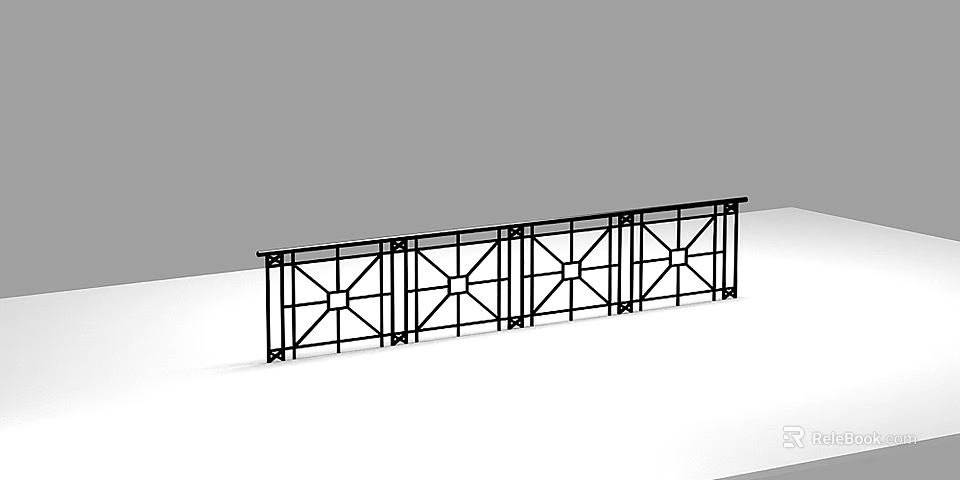 Decorative Iron Fence With Geometric Pattern Design For Outdoor Railing Use 3d model 
