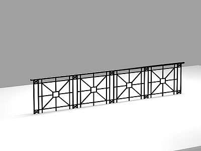 Decorative Iron Fence With Geometric Pattern Design For Outdoor Railing Use 3d model
