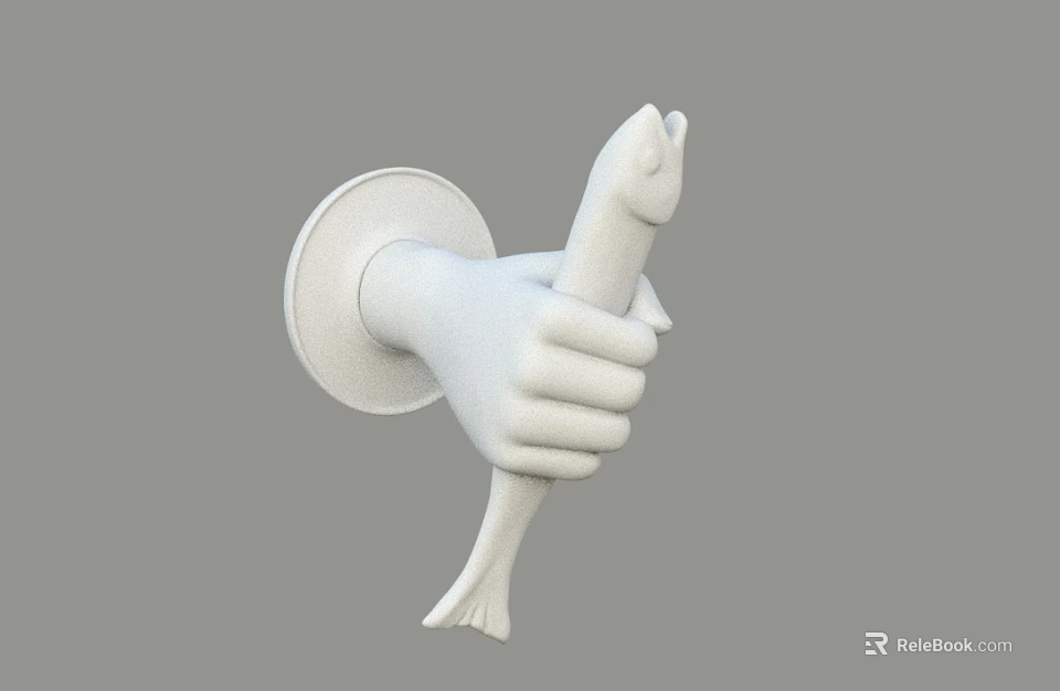 Unique White Hand Shaped Wall Lamp Holding a Fish Decorative Design 3d model