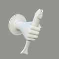 Unique White Hand Shaped Wall Lamp Holding a Fish Decorative Design 3d model