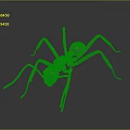 Detailed 3D Model of Metallic Ant with Shiny Exoskeleton and Long Legs on Dark Background