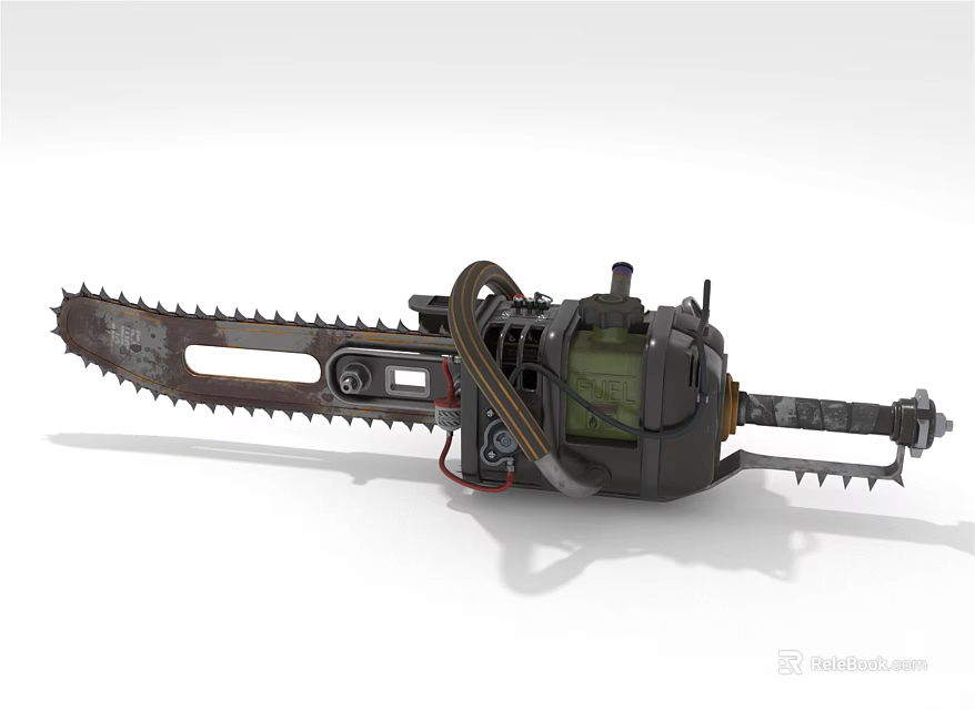 Mechanical Chainsaw With Industrial Metal Components And Saw Blade Design 3d model