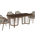 Silent Wind Rattan Dining Table and Chair Combination 3d model