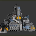 Futuristic Industrial Mechanical Equipment With Complex Pipes Mechanical Arm And Colorful Components
