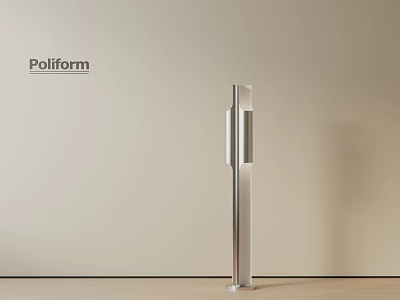 Modern Poliform Floor Lamp with Tall Slim Stainless Steel Cylindrical Shade 3d model
