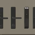 Black Smart Door Locks With Different Electronic Keypad And Handle Designs 3d model