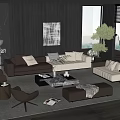 Minotti Modern Sofa Coffee Table Combination Leather Sofa Multi-Person Sofa Two-Person Sofa Rite Coffee Table 3d model