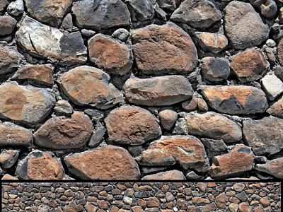 Natural Stone Wall Surface With Irregular Brown Gray Rocks And Textured Pattern 3d model