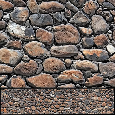 Natural Stone Wall Surface With Irregular Brown Gray Rocks And Textured Pattern 3d model