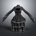 Vintage Elegant Dress With Intricate Patterns Long Sleeves High Waist And Ruffled Skirt