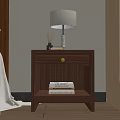 New Chinese Style Bedside Table Modern Bedside Table Solid Wood Bedside Table Lamp 3d model