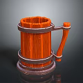 Practical Wooden Mug Featuring Natural Wood Grain And Metal Bands Handle Design