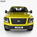 Nissan Yellow Pickup Truck With Double Cab Black Wheels And Cargo Bed