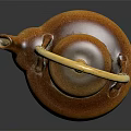 Traditional Handcrafted Ceramic Teapot with Bamboo Handle and Natural Amber Glaze Finish