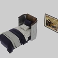 Children's Bed with Wooden and Metal Headboard Navy Blue Bedding and Soft Blanket