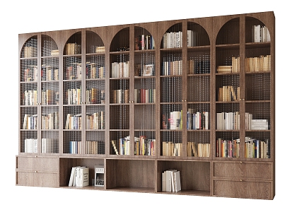 Bookcase Books Whole Wall Cabinet 3d model