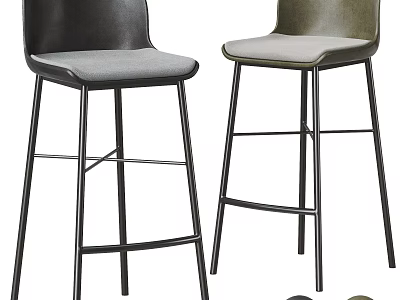 Stylish Bar Stools With Upholstered Seats And Metal Frames 3d model