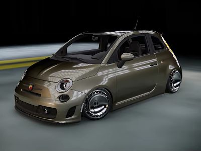 Olive Green Sporty Small Car With Custom Alloy Wheels In Motion 3d model