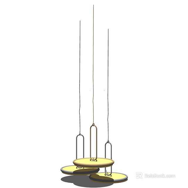Modern Minimalist Hanging Chandelier With Three Transparent Pendant Lights And Circular Base 3d model 