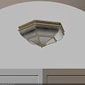 Classic Octagonal Ceiling Light With Golden Frame And White Glass Lampshade On Ceiling 3d model