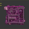 Industrial Mechanical Device With Metal Structure Pipes Green Wires And Wheels