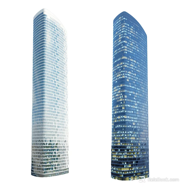 Modern Office Skyscrapers Featuring Glass Facades And Contemporary Architectural Design 3d model 