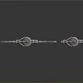 Sci-Fi Mechanical Swords with Glowing Blue Accents Serrated Blades and Intricate Hilt Design