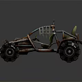 Rugged Off Road Vehicle With Large Tires Metal Frame And Yellow Headlights