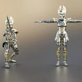 Fantasy Armored Characters With Metallic Gold Silver Accents And Dynamic Poses