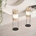 Modern Floor Lamps with Feather Top Decor Black Metal Base and White Lampshades