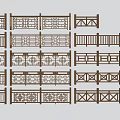 Various Wooden Fence Designs With Intricate Patterns For Outdoor Use 3d model
