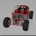 Off Road Dune Buggy With Red Tubular Frame Two Black Seats And Large Tires