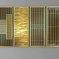 Golden Modern Room Dividers With Various Decorative Geometric Design Elements 3d model