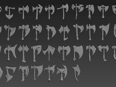 Collection Of 3D Axe Models With Various Designs And Different Weapon Styles 3d model
