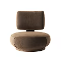 Modern Brown Leisure Chair With Round Seat And Curved Black Metal Frame